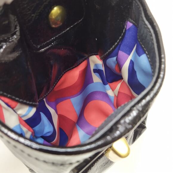 Coach Resort Black Patent Leather Drawstring Pockets Hobo Shoulder Bag - Picture 13 of 16